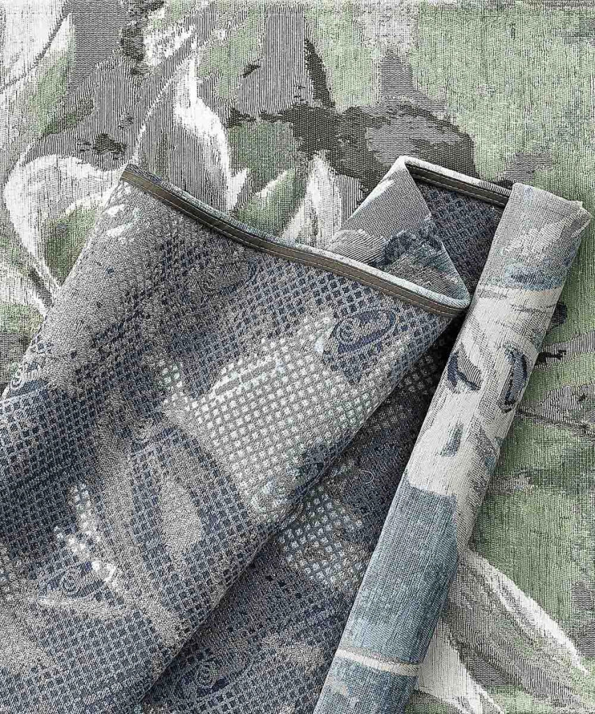 Tappeto Arredo VANILLA AZZURRO salotto soggiorno camera, disegno fiori vaniglia motivo floreale, multiuso lavabile antiscivolo cm.115x175