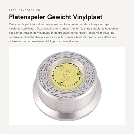 Stabilizzatore per piastre - Sostegno per piastre - Peso per piastre in vinile - Miglioramento della qualità del suono - Eliminazione delle vibrazioni - Design a livello - Peso della piastre