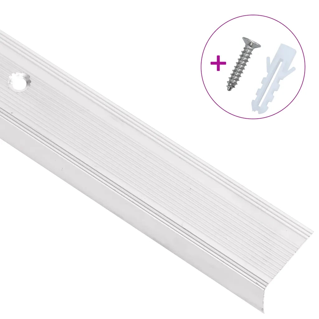Profili a L per Gradini 15 pz in Alluminio 90 cm Argento 146736
