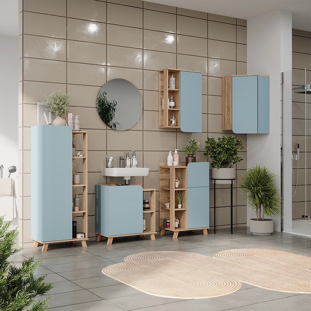 Vicco Set di mobili da bagno Grigio-blu 5 parti