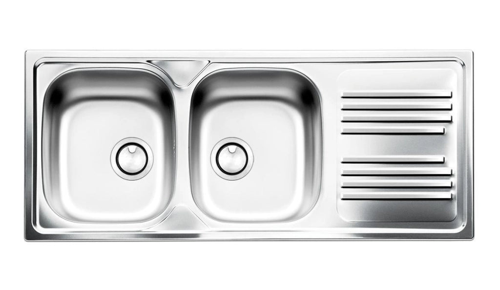 Apell TM1162ILPC Atmosfera Lavello Cucina Incasso 2 Vasche Acciaio Prelucido con Scolapiatti a Sinistra colore Acciaio