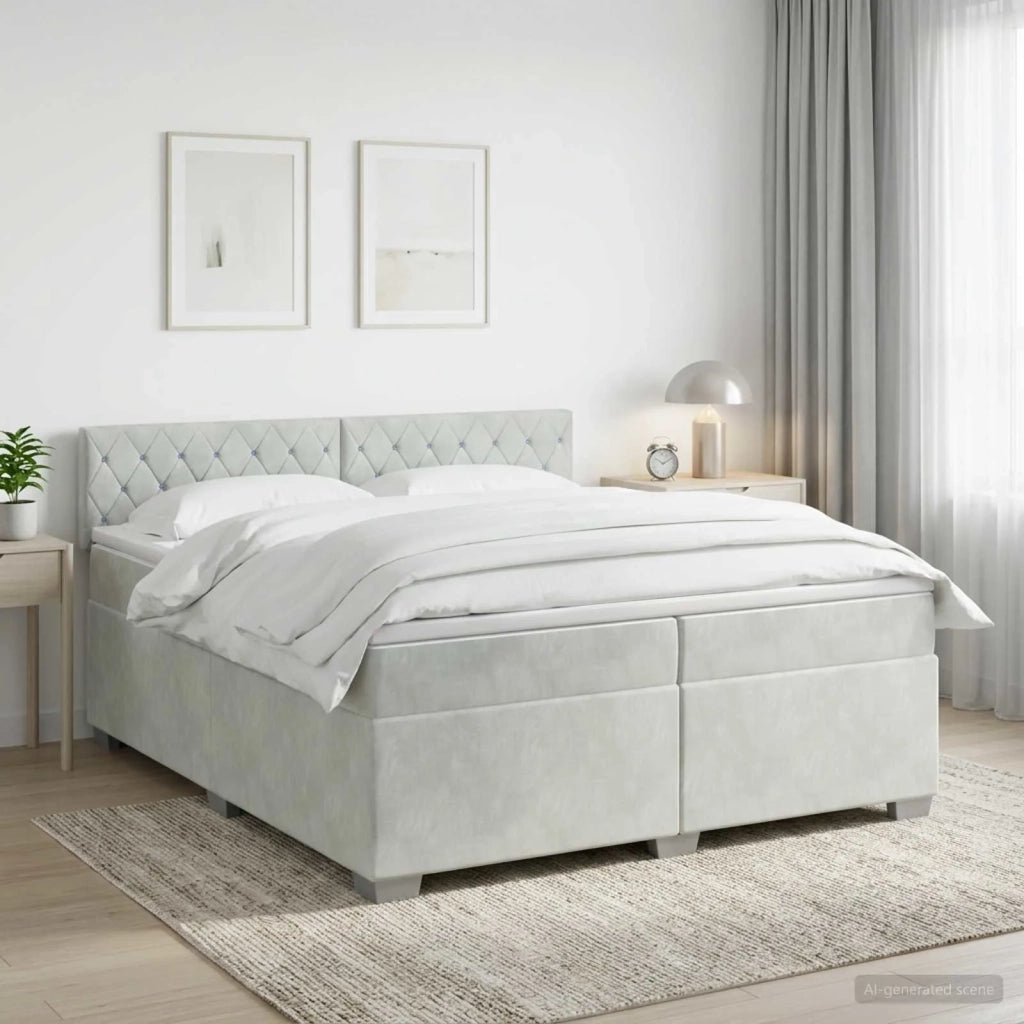 Letto box spring con materasso Grigio Chiaro 200 x 200 cm 3450776