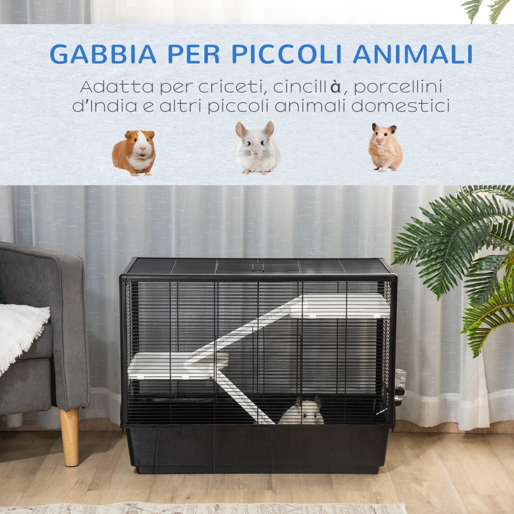 Gabbia per Porcellino d'India ¨C Minimal ¨C 80x48x58cm, Nera