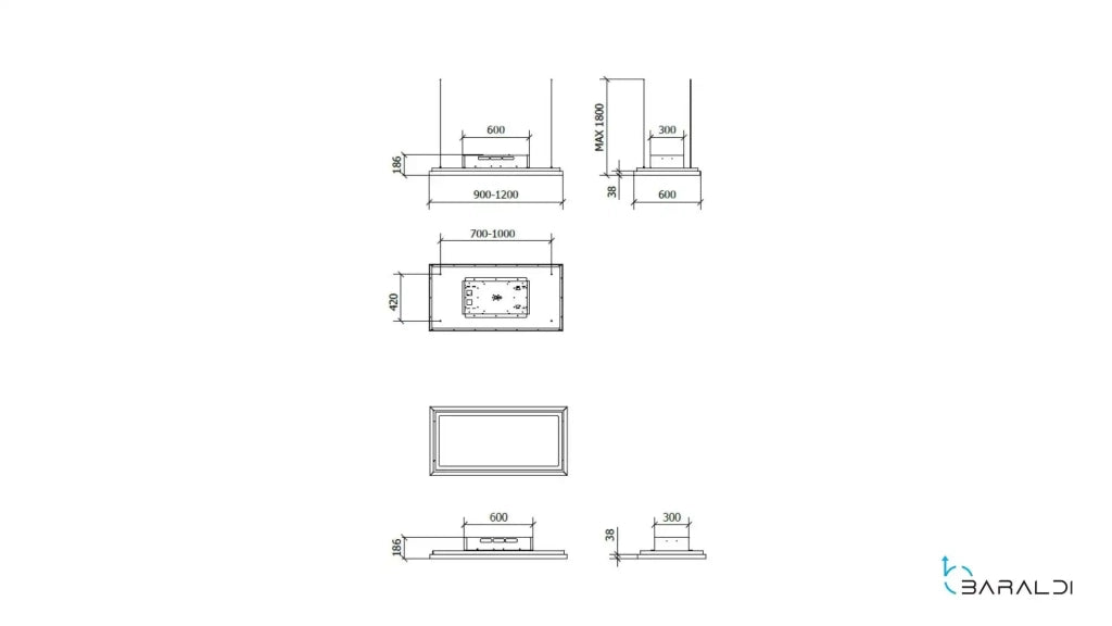 Cappa a soffitto FLEXIA FREE cm 90 - Inox Bianca - 900 m3/h