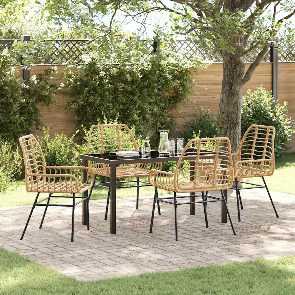 Set da Pranzo per Giardino 5 pcs Marrone polyrattan
