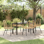 Set da Pranzo per Giardino 5 pcs Marrone polyrattan