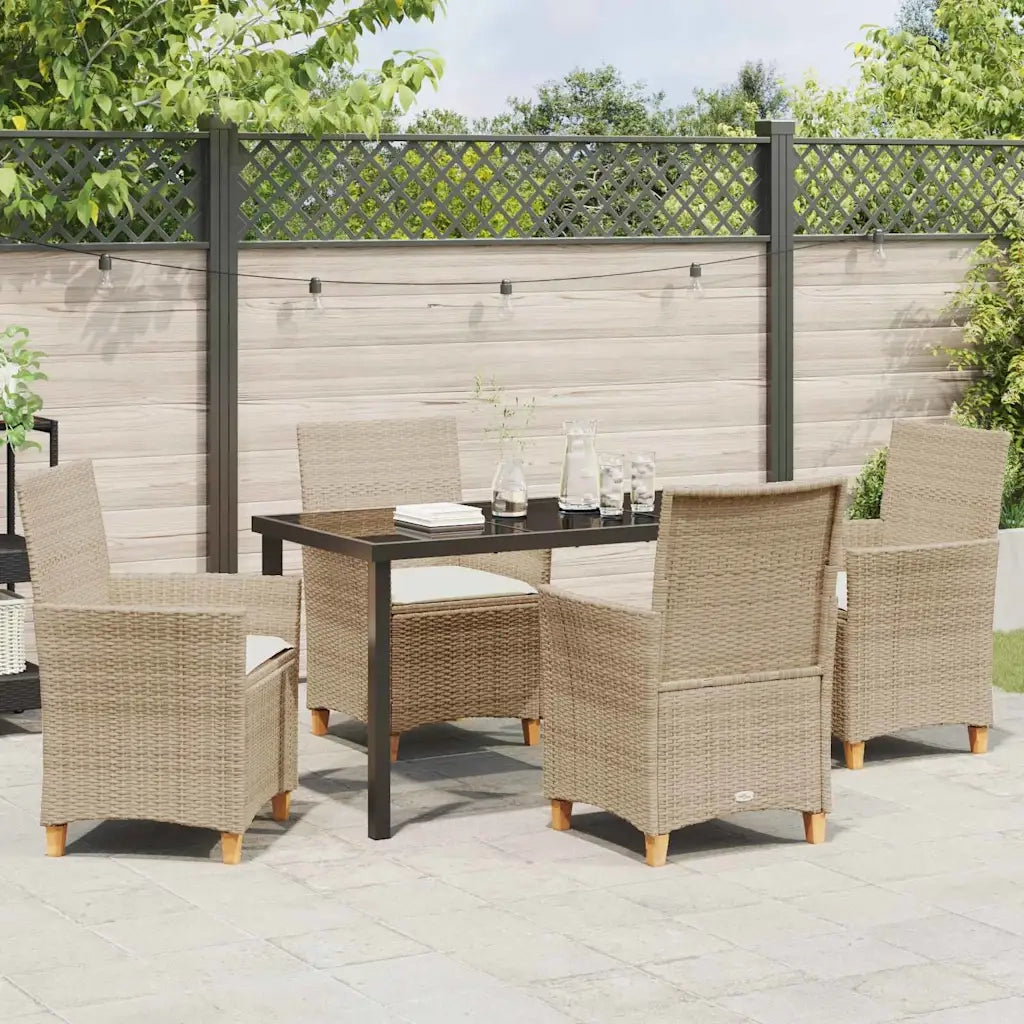 Set da Pranzo per Giardino 5 pcs Beige polyrattan