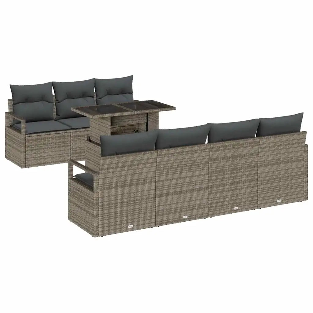 Set Divano da Giardino con cuscino 8 pcs Grigio Poly Rattan 3357502