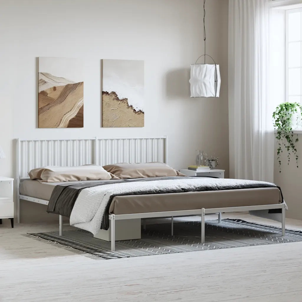 Giroletto con Testiera Metallo Bianco 183x213 cm 350936