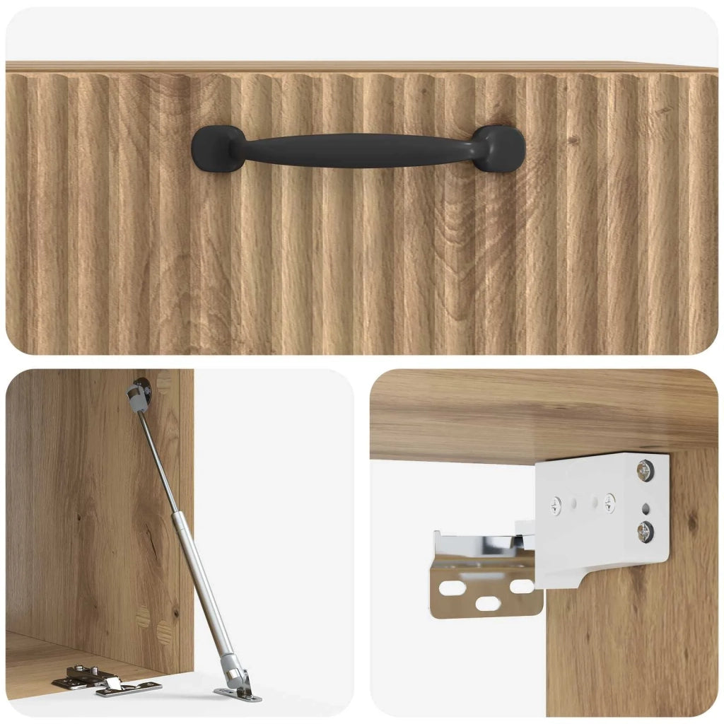 Mobile Porta TV da Muro-Credenza per TV sospesa Rovere Artigianale 59,5 x 41 x 30 cm 689125