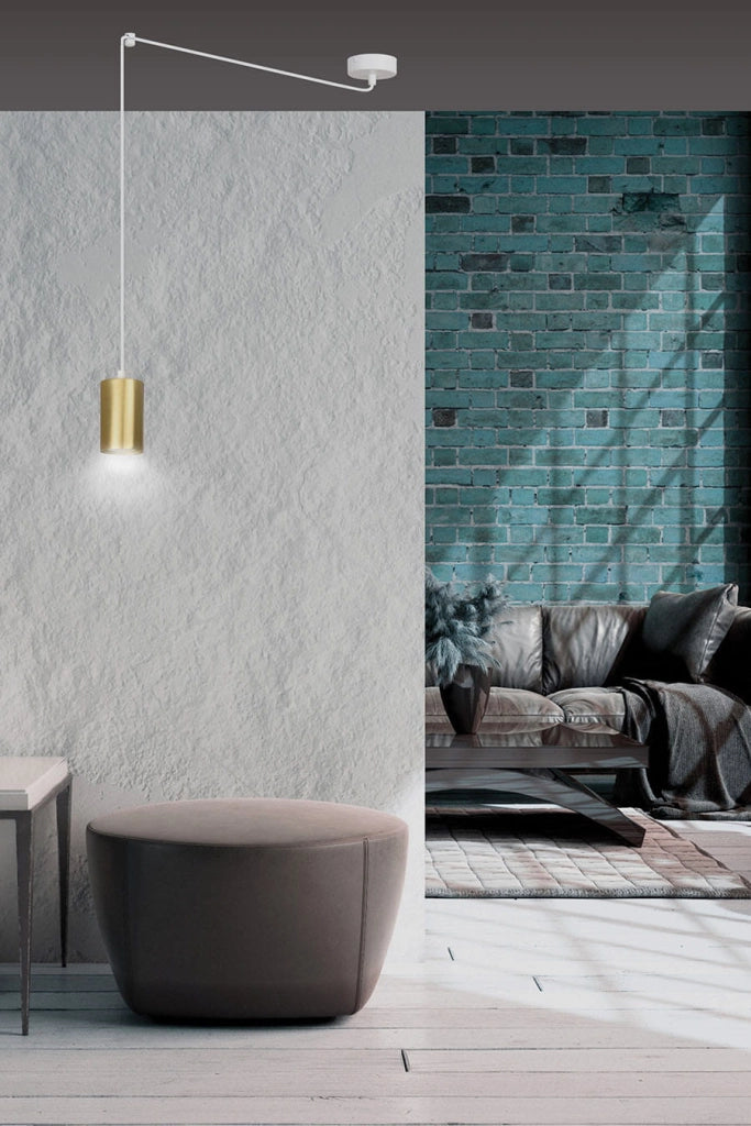 Lampada sospensione Emibig Traker GU10 bianco oro 3m
