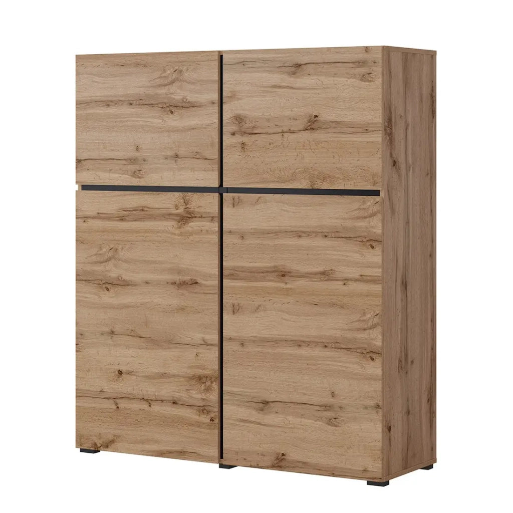 Set di mobili da soggiorno HAVANA - Credenza alta, mobile TV, credenza bassa - Design moderno in rovere e nero