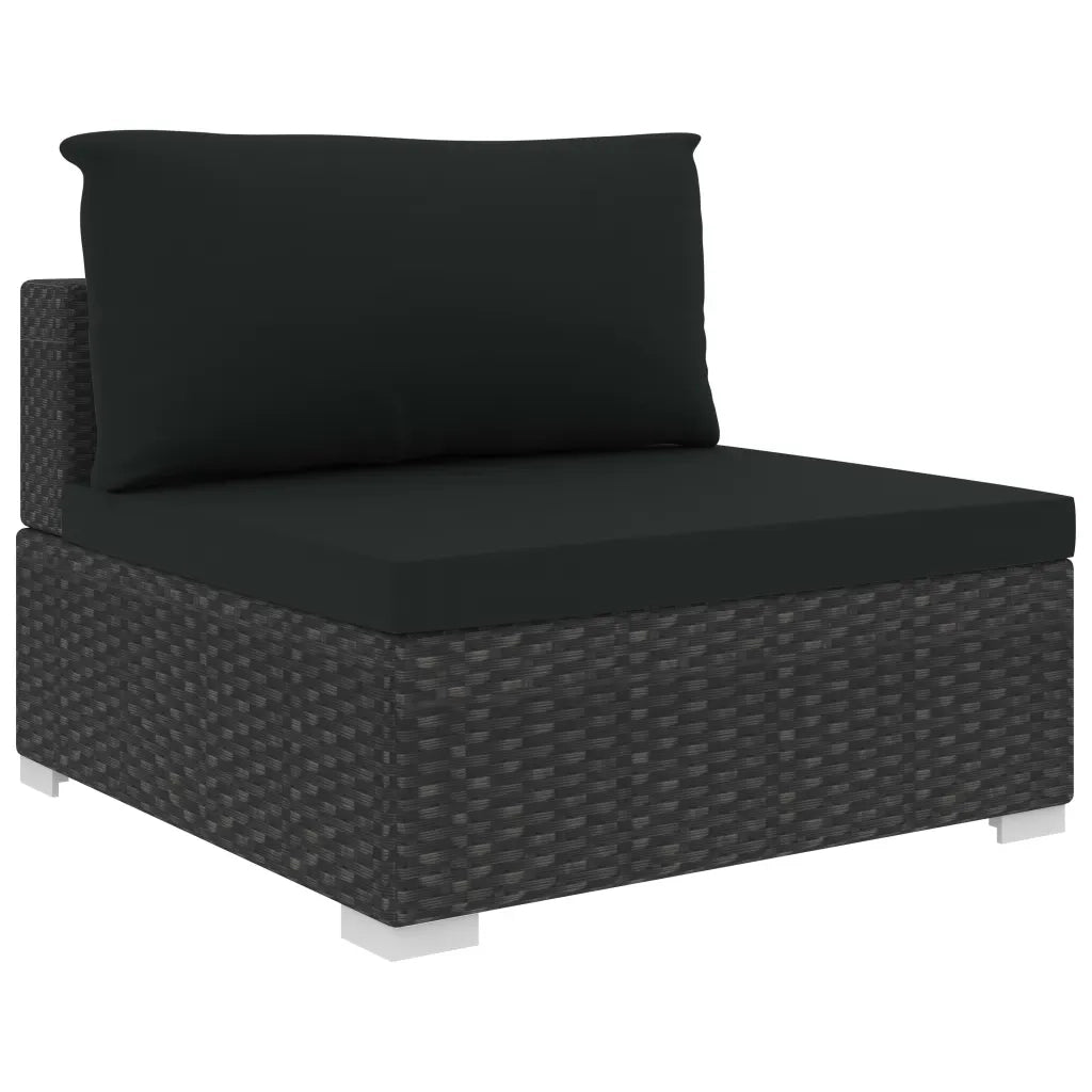 Set Divani da Giardino 11 pz con Cuscini in Polyrattan Nero 46829