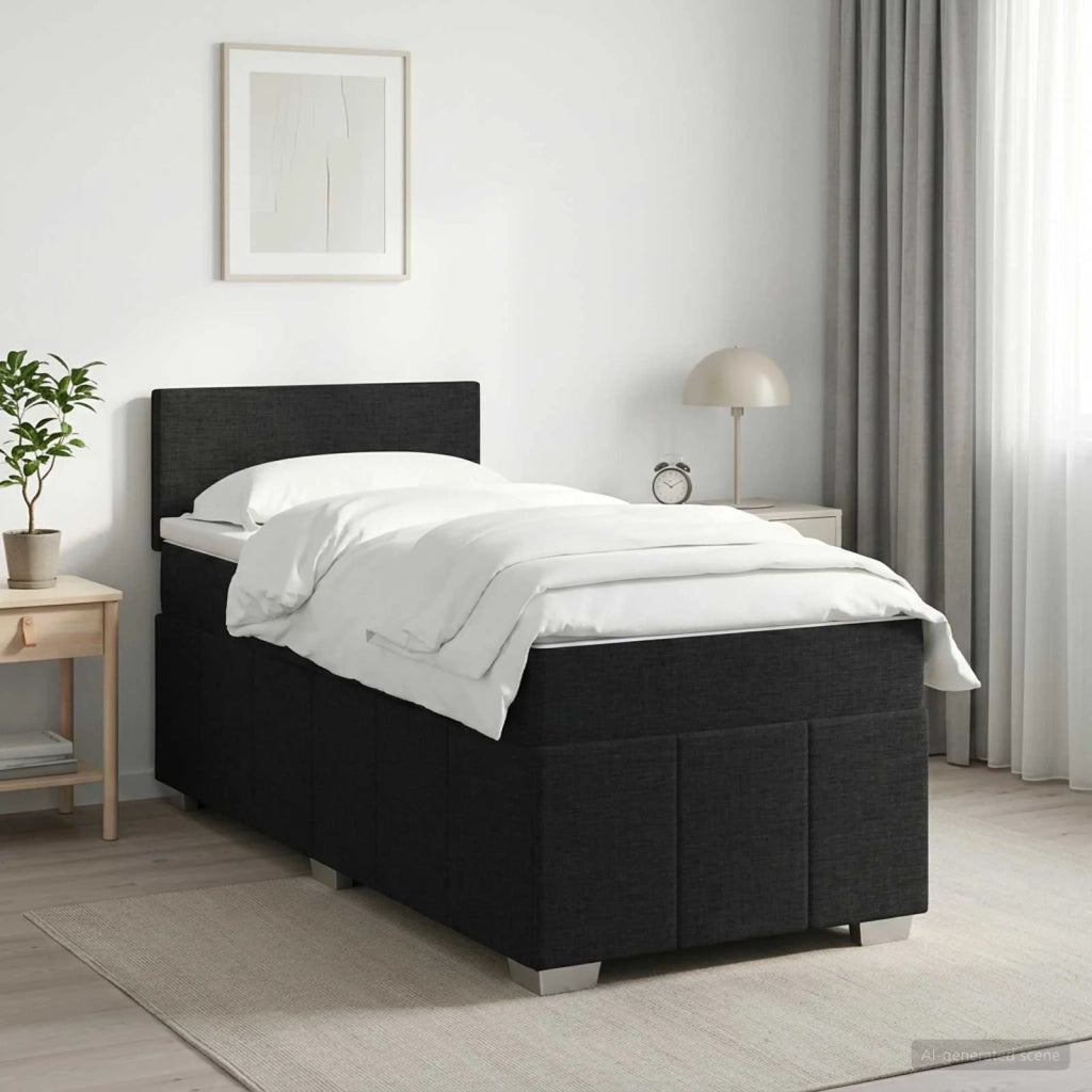 Letto box spring con materasso Nero 80 x 200 cm Tessuto 3451082