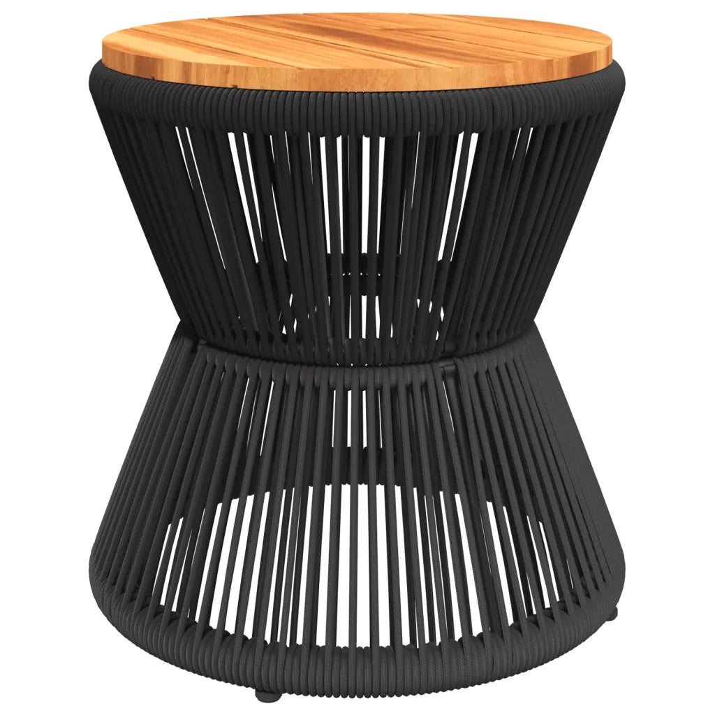 Tavolino Base in Filo Metallico Nero Ø 45x44 cm Massello Acacia 365637