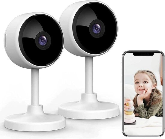 Casa sicura, per interni, con rilevamento movimento, visione notturna, audio bidirezionale, baby monitor con camera e app, camera per animali domestici con app, camera wifi per interni, compatibile con Alexa