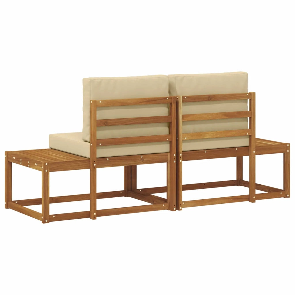 Divano da Esterno con cuscino 2 Pezzo Naturale e Beige 900482