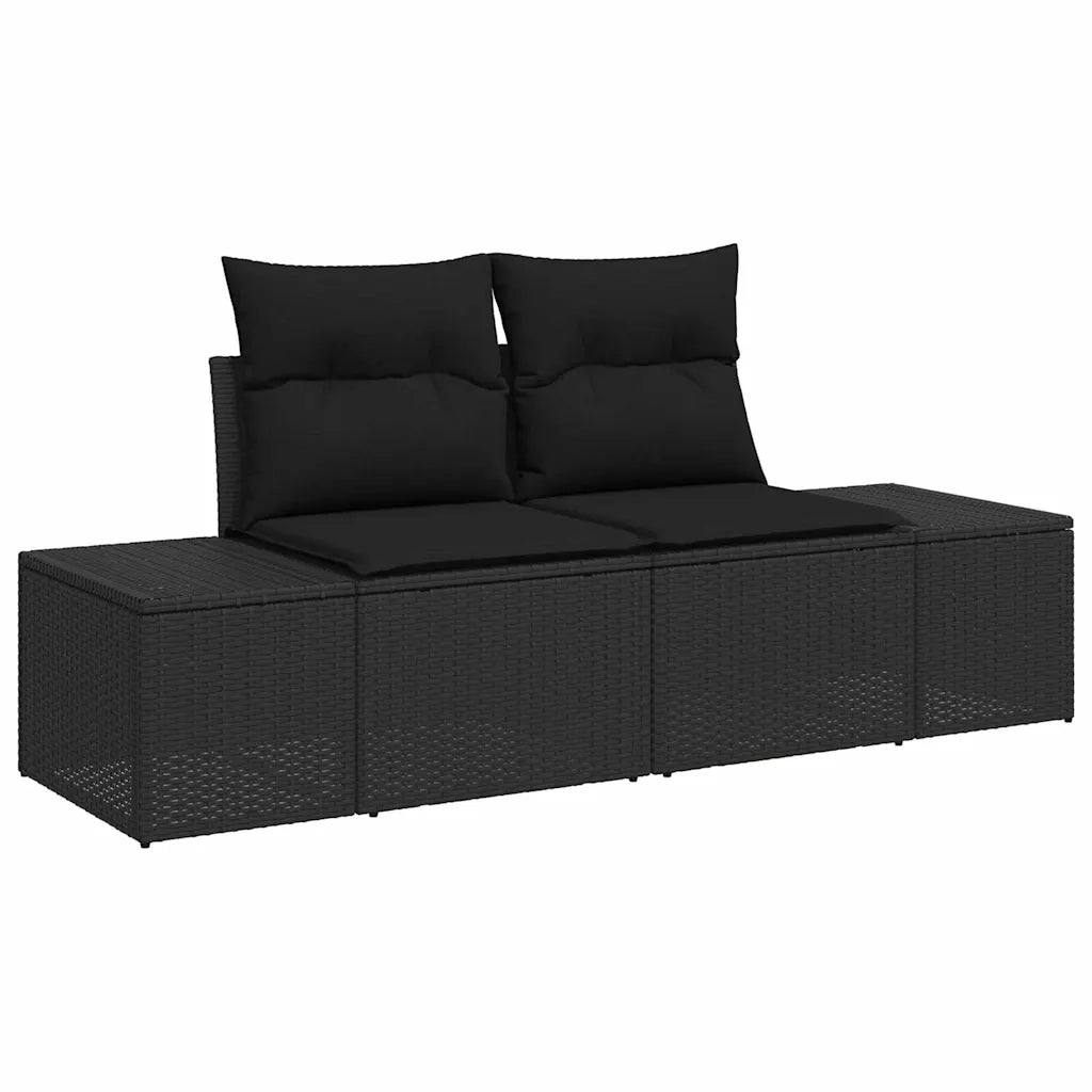 Set Divano da Giardino con cuscino 7 pcs Nero polyrattan 3357956