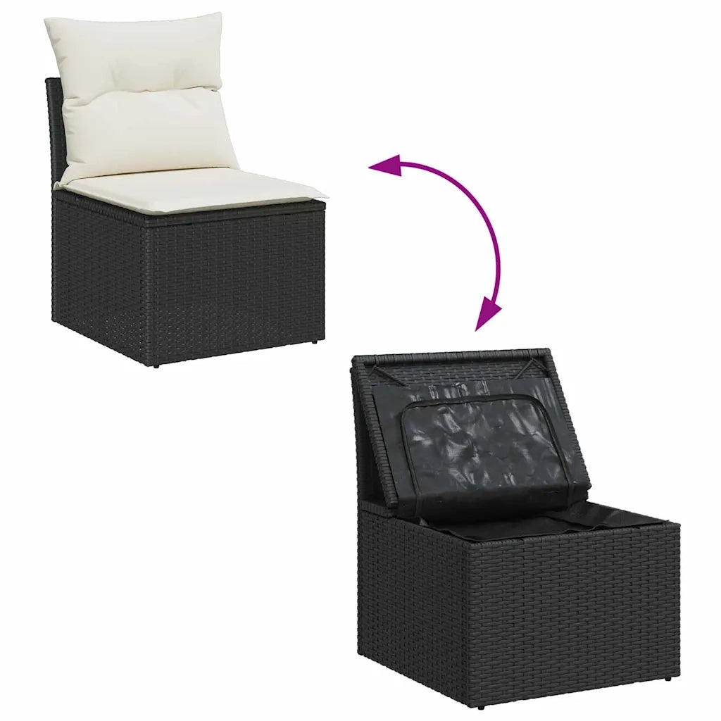 Set Divano da Giardino 9 pcs Nero e Crema polyrattan 3363385