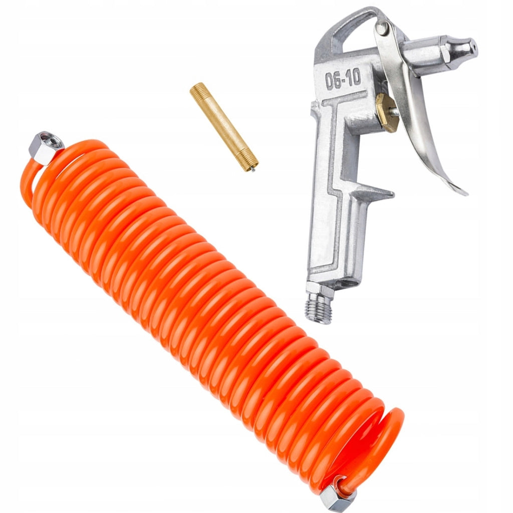 Pistola di Soffiaggio con Tubo a Spirale – Compatto e Durevole | 5m Poliuretano, Filettatura 1/4"