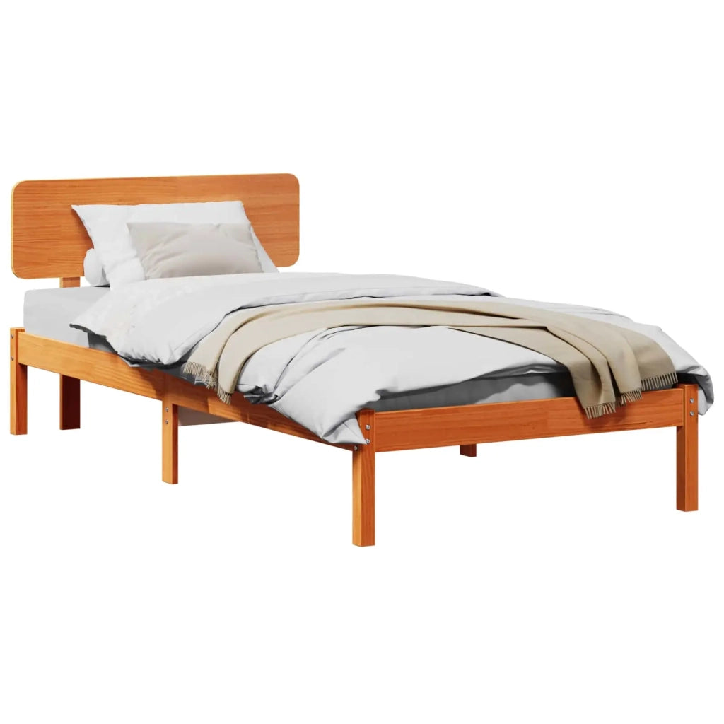 Letto singolo | Letto per adulti | Struttura del letto Marrone cerato 90 x 190 cm Pino massello