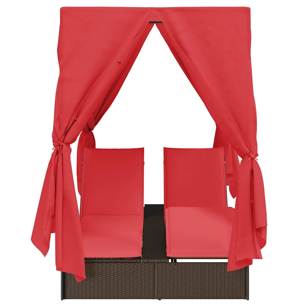 Lettino da sole doppio Rosso 205 x 129 x 200 cm polyrattan 3376133