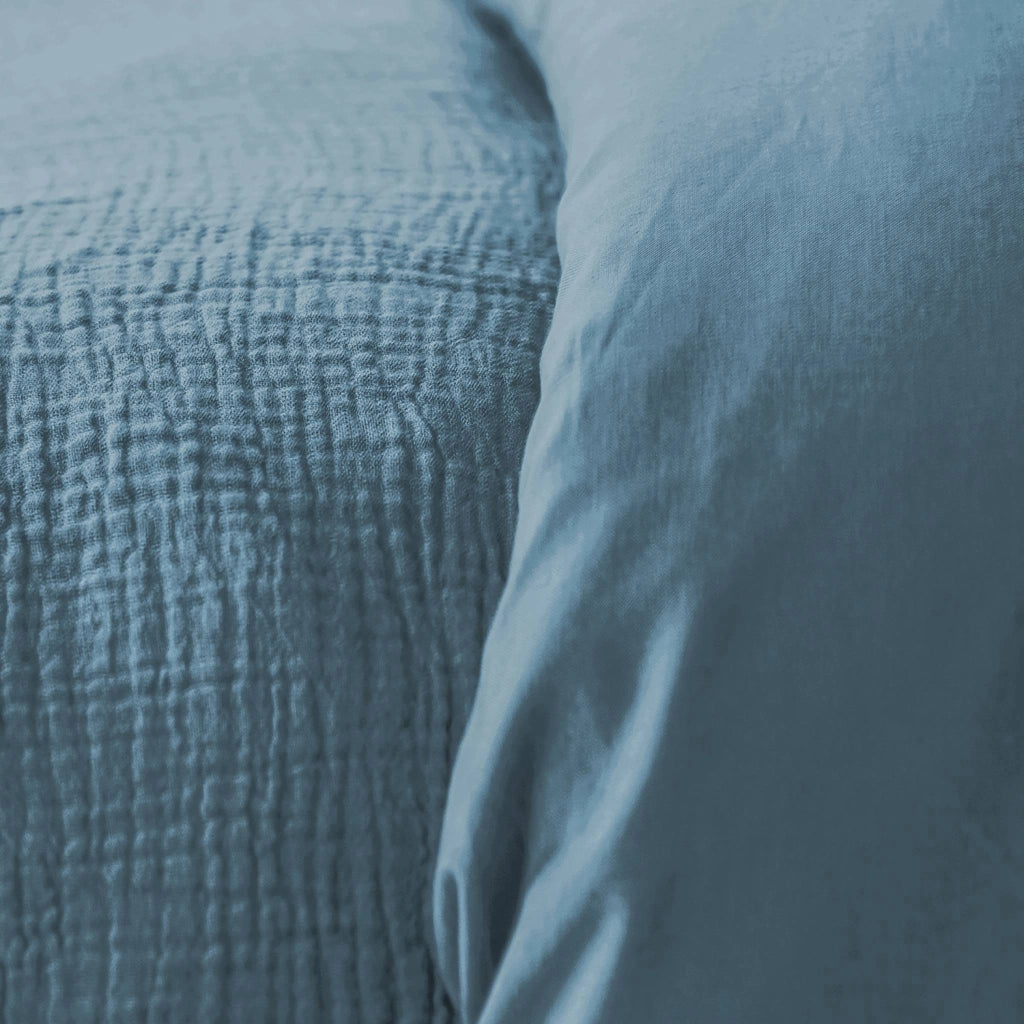Set biancheria letto in mussola di cotone blu scuro