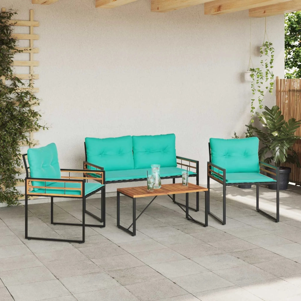 Set di Mobili da Esterno con cuscino 4 pcs Turchese