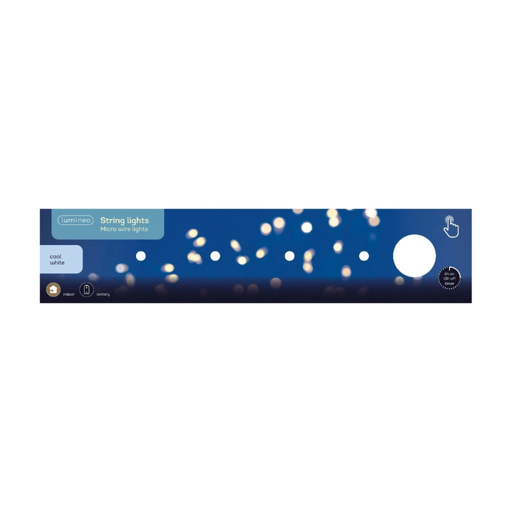 Micro Led luce fissa argento/bianco freddo 295cm 60L a batteria