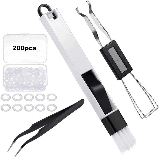 Kit di pulizia per tastiera da 203 pezzi - set di pulizia - rimuovitore di dadi - pinza - scatola di conservazione - inclusi cuscinetti in gomma