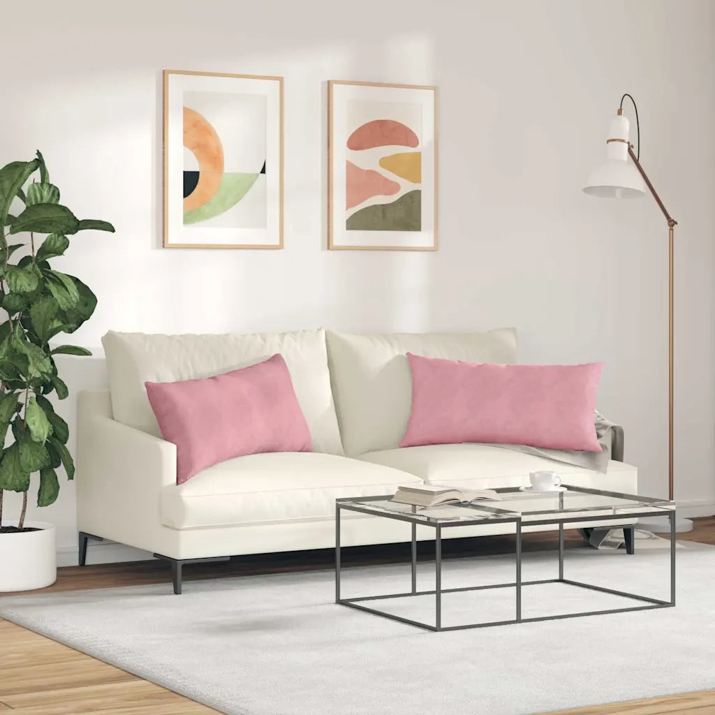 Cuscini da Divano 2 pcs Rosa 80 x 40 cm Tessuto in Cords 42013717