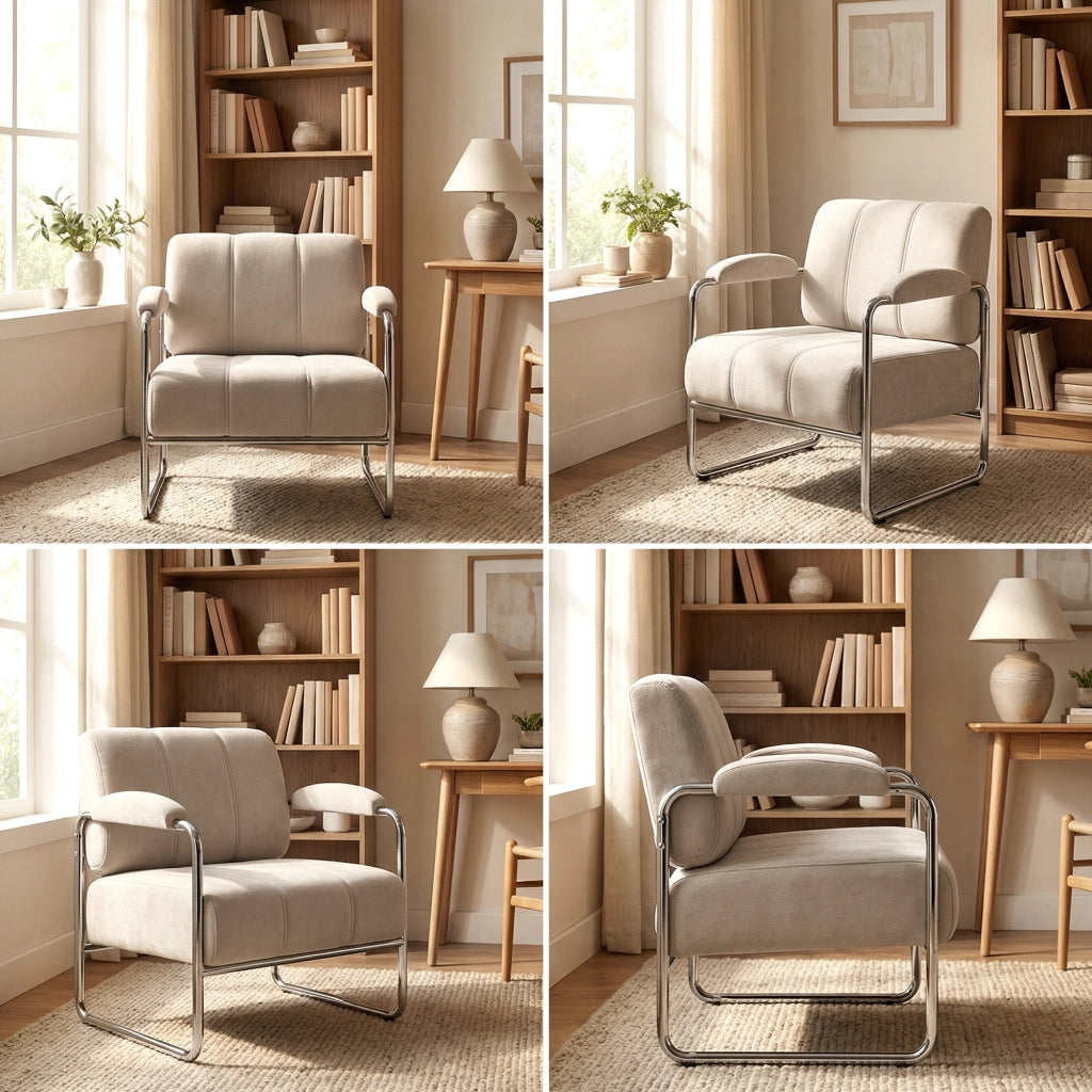 Poltrona e Poltroncina in Ciniglia Morbida ¨C Minimal ¨C Beige