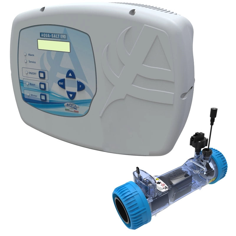 Sterilizzatore Aqua Salt Evo Con Sensore Di Flusso, Regolatore Ph, Lettura Cloro Tramite Cella Aj E Cella Elettrolitica Per Piscine Fino A 200 M³ Volume piscina: Fino a 100 m³