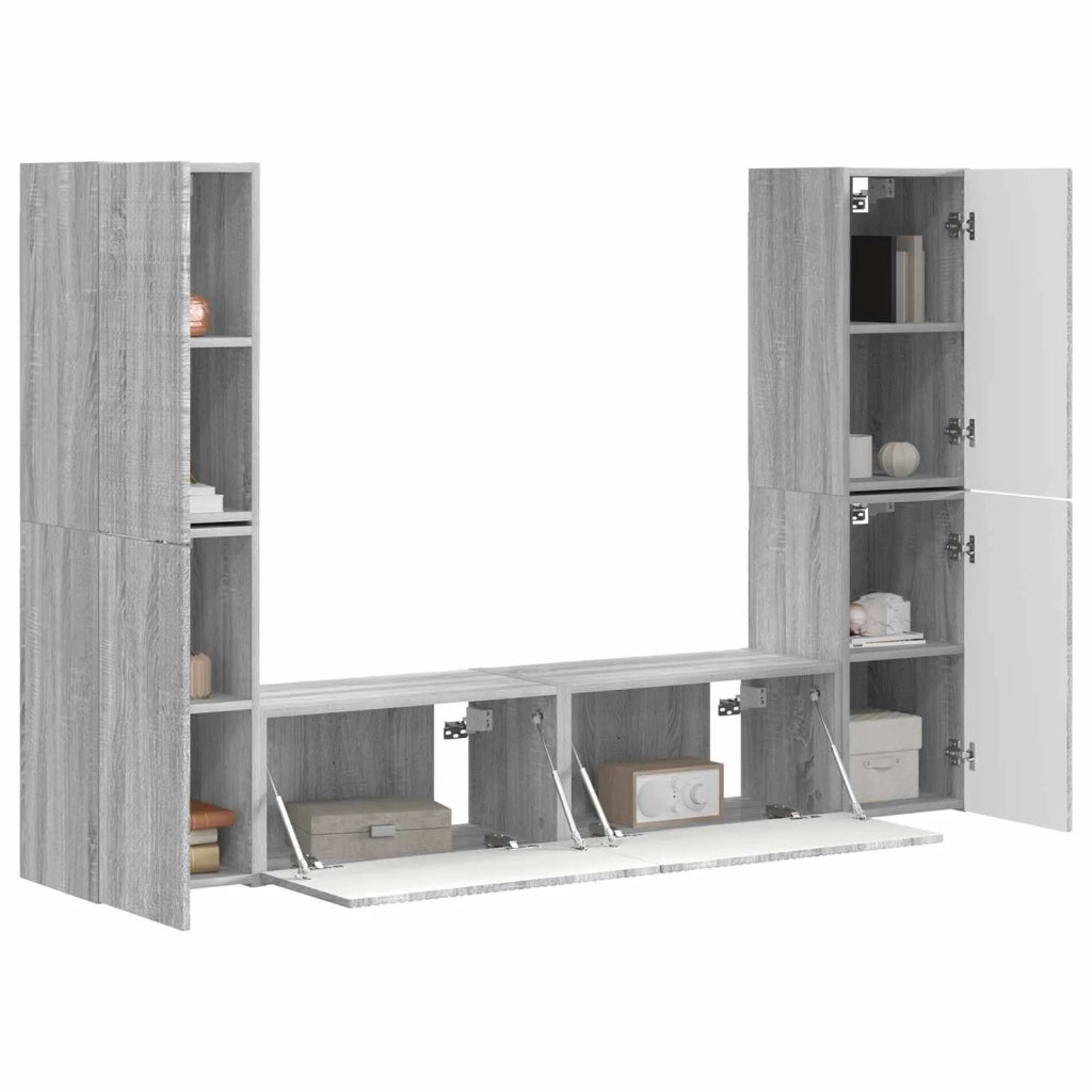 Set mobile TV 6 pcs Grigio Sonoma Legno multistrato 3409111