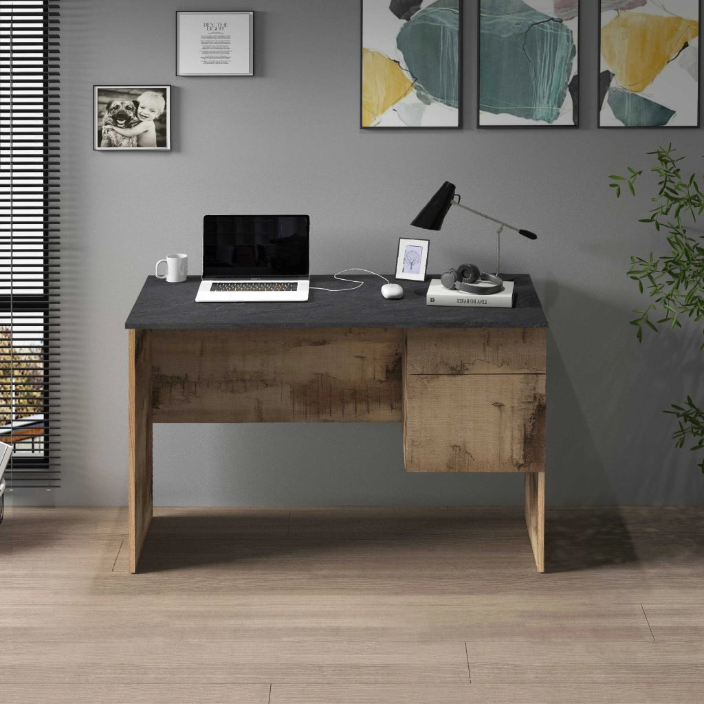 WHOUS Scrivania Easy 1 anta e 1 cassetto acero e report 110x50x75 cm