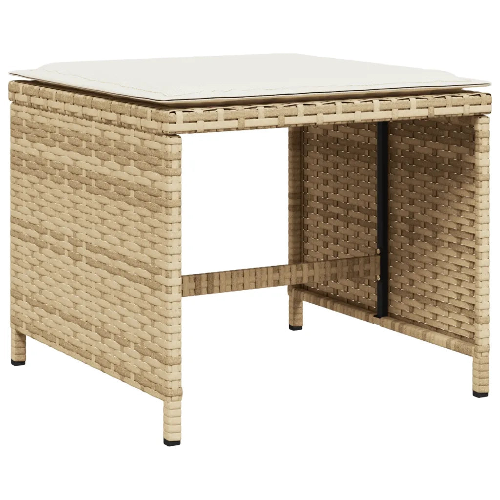 Set da Pranzo da Giardino 17 pz con Cuscini Beige in Polyrattan