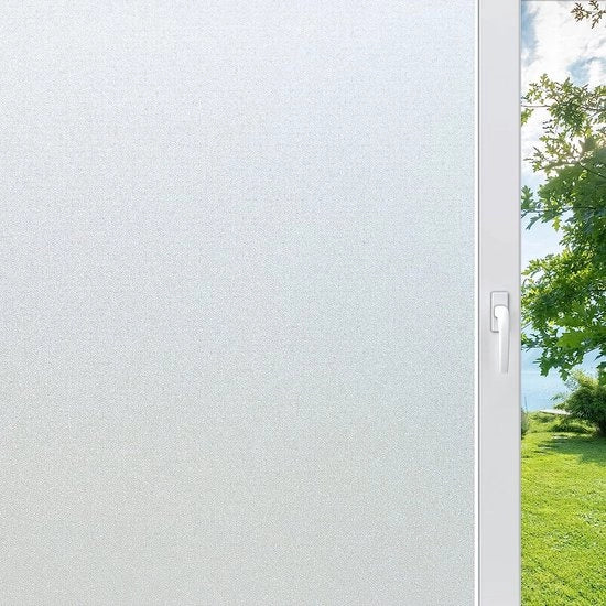 Foglia di protezione per finestre, mattonella di protezione, vetrofollia di protezione, vetrofollia autoadesiva, panno di protezione anti UV e stazionario, opaco, per bagno, ufficio, soggiorno, bianco, 44,5 x 300 cm