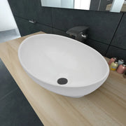 Lavello in Ceramica di Lusso Bianco Ovale 40 x 33 cm 140674