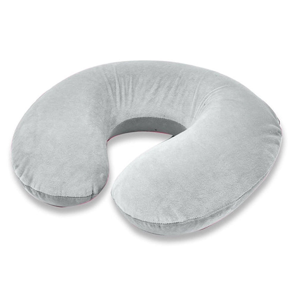 Trade Shop - Cuscino Da Viaggio Collo Collare Poggiatesta Cervicale 31cm Viaggi Auto Aereo - Grigio Chiaro