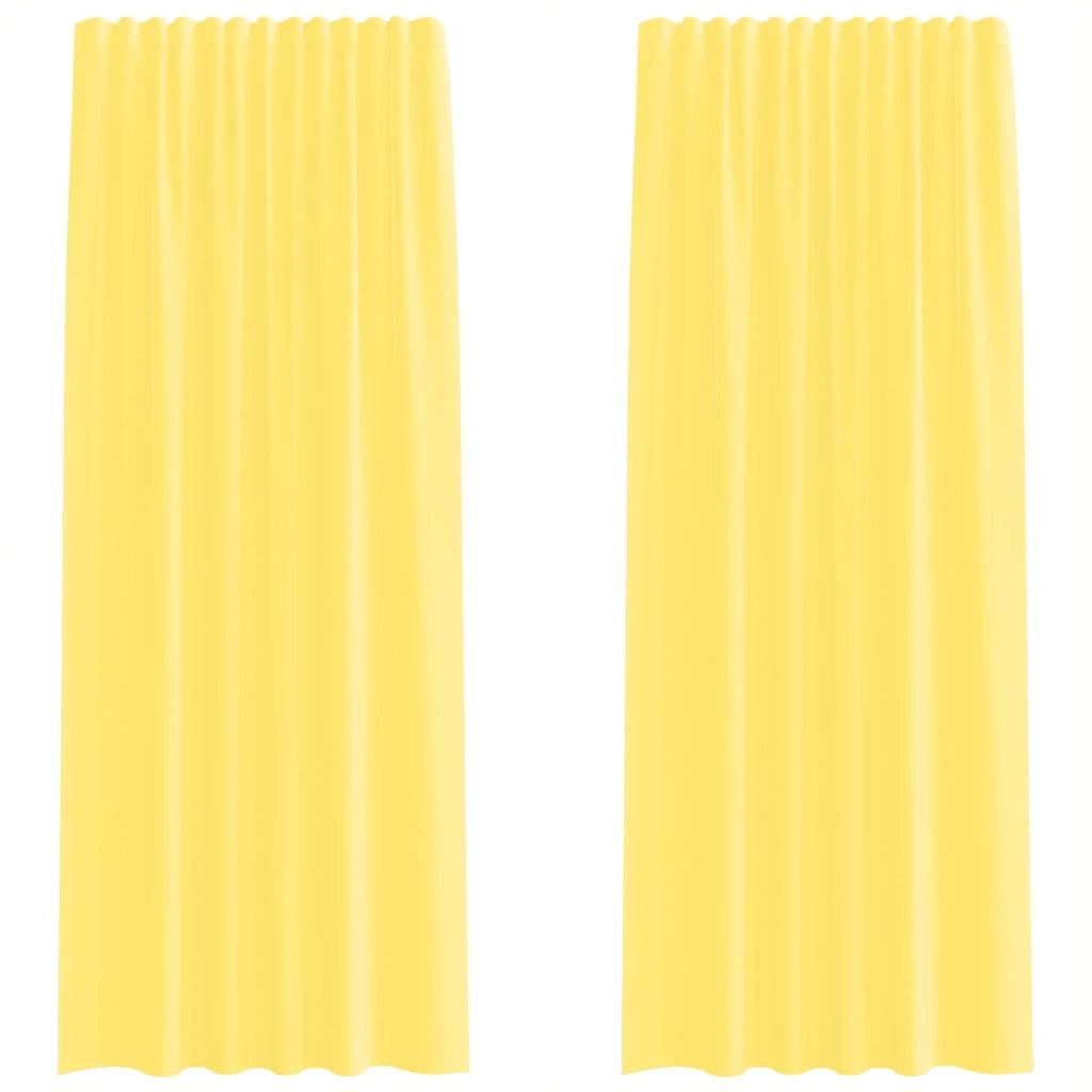 Tende in Voile con Tasche per Aste 2 pz Giallo 4102228