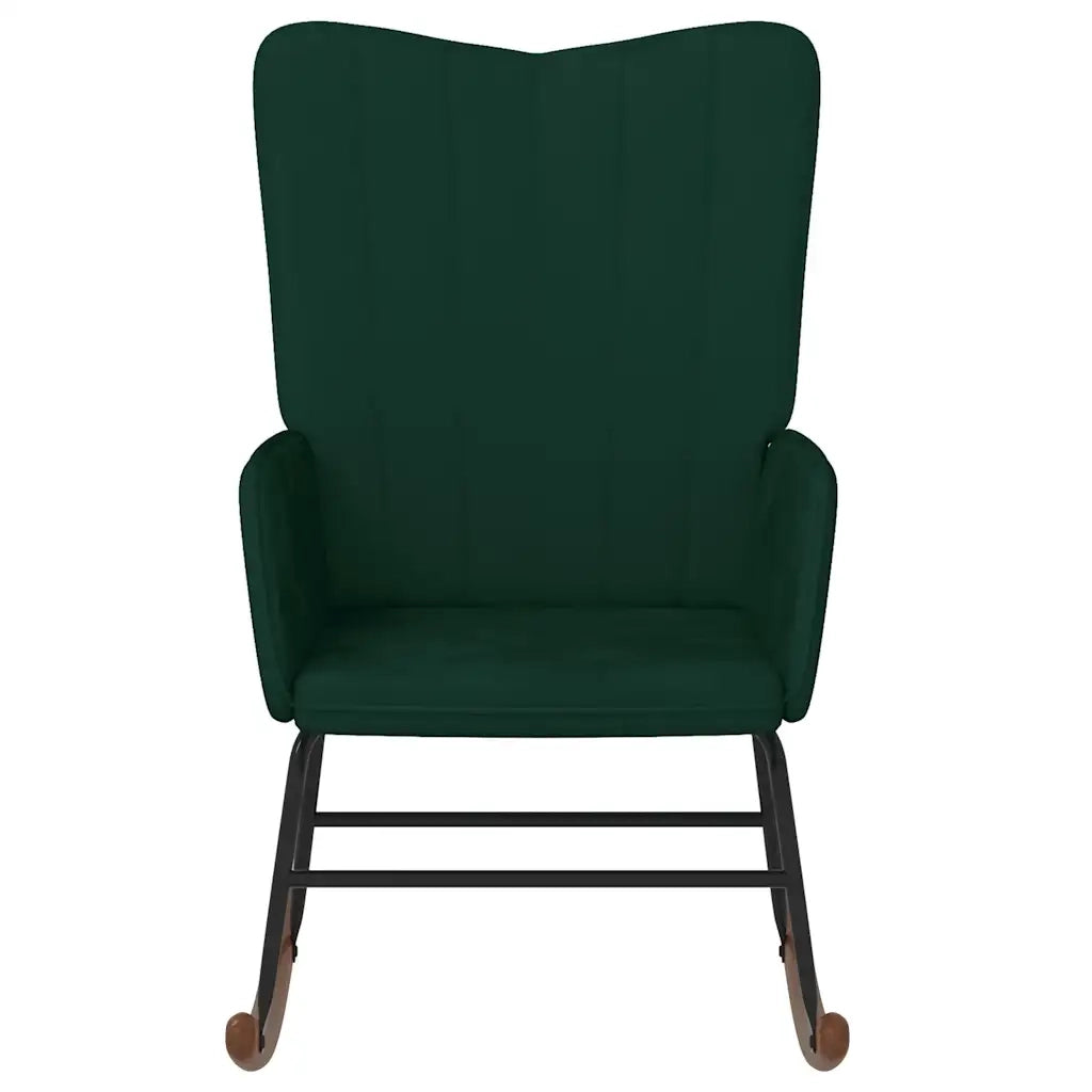 Sedia a Dondolo Verde Scuro in Velluto 327745