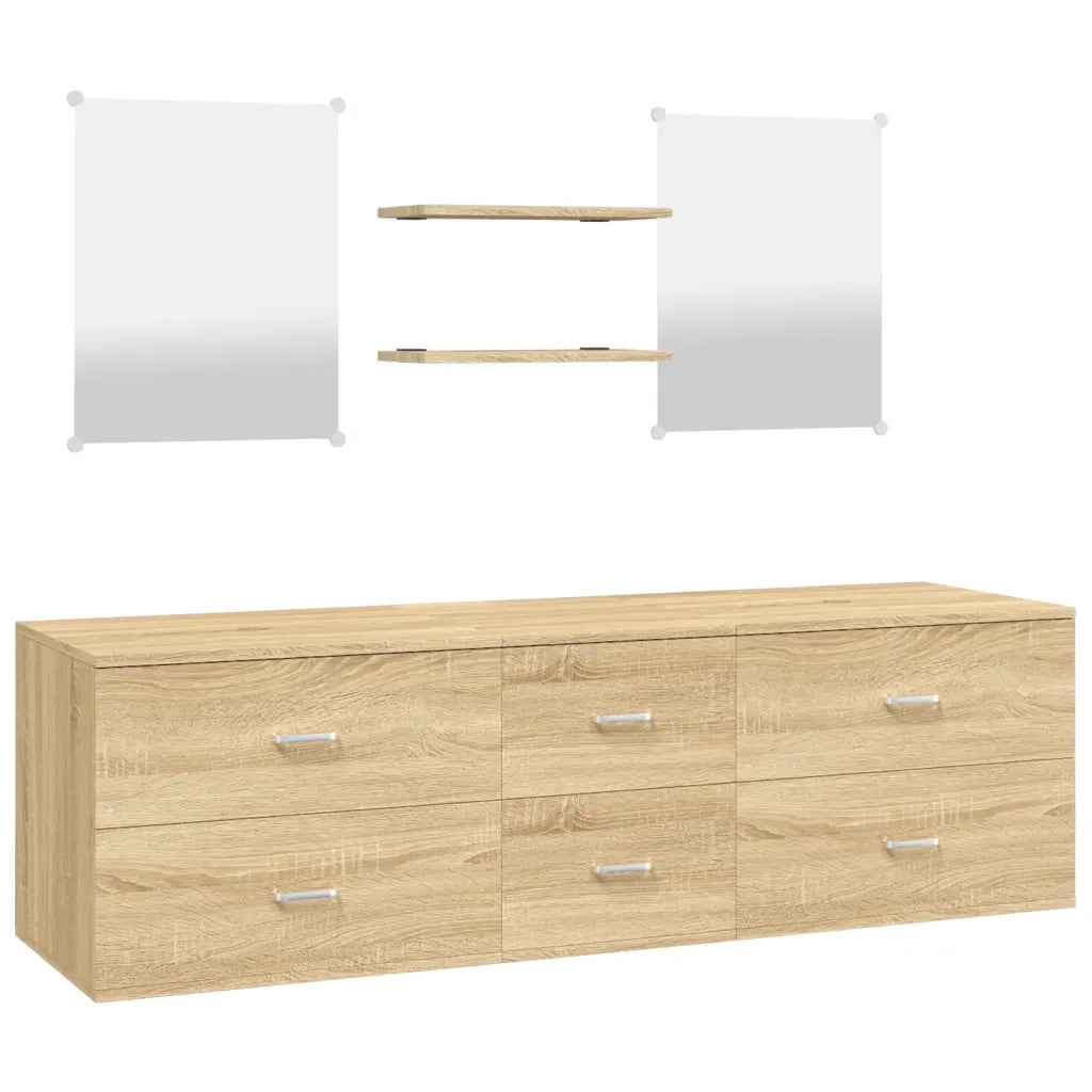 Set Mobili da Bagno 5 pz Rovere in Legno Multistrato 242564