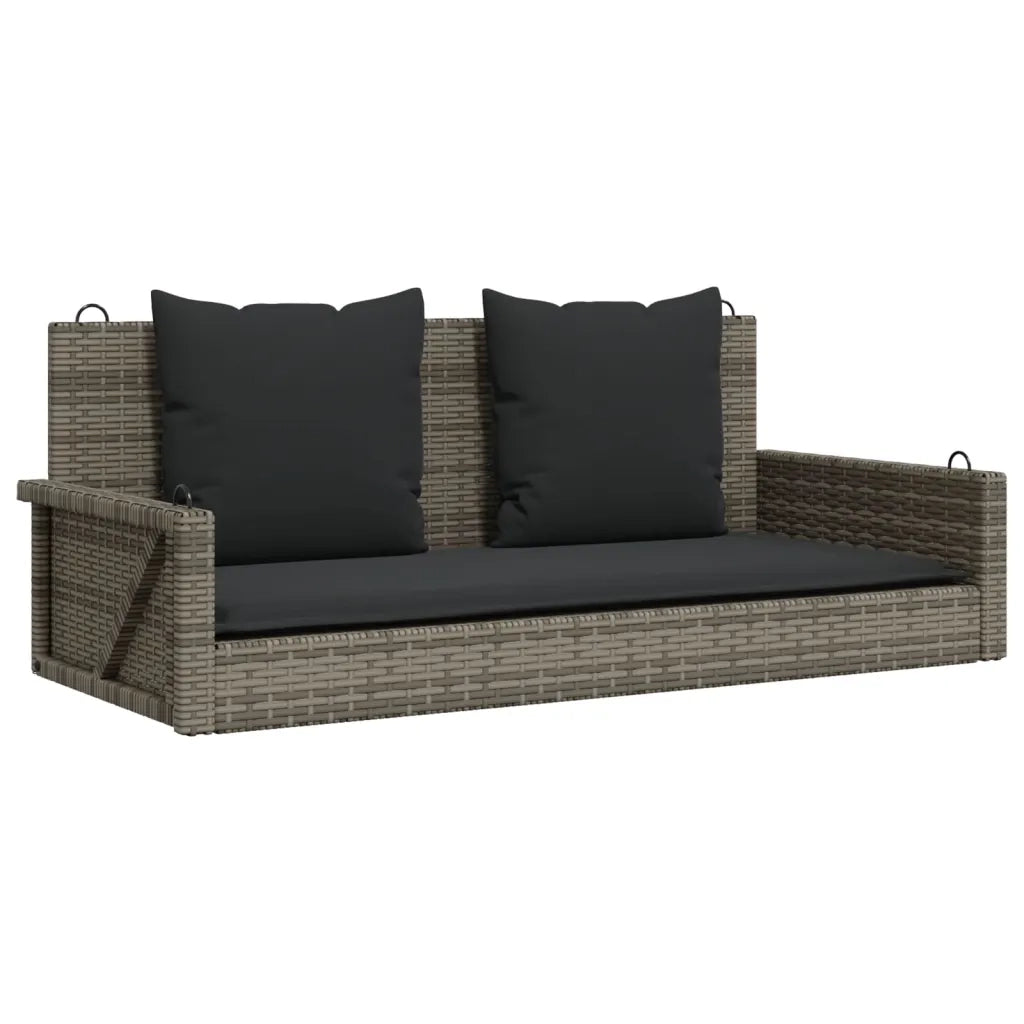 Panchina Dondolo con Cuscini Grigia 119x56x48 cm in Polyrattan 365631
