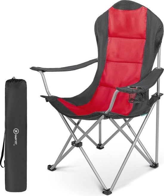 Campingstoile opklapbare con becherholder - nero/rosso, ideale per uso outdoor