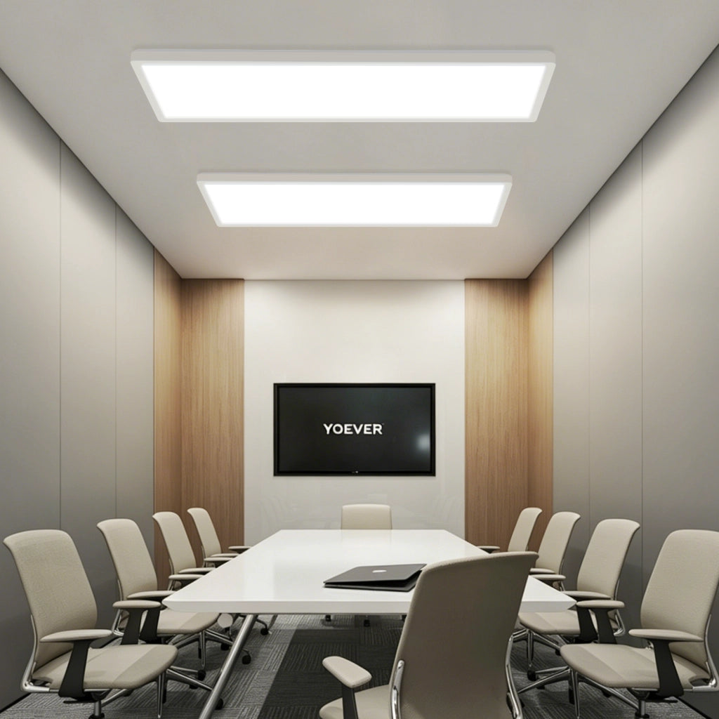 ZMH Lampada da soffitto LED Pannello Dimmabile Lungo Luce Diurna Retroilluminazione RGB Ufficio 22W per Soggiorno Bianco
