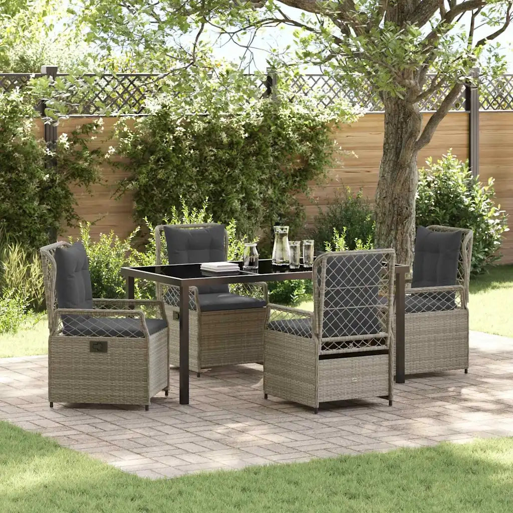 Set da Pranzo per Giardino 5 pcs Grigio chiaro polyrattan