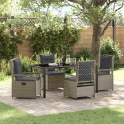 Set da Pranzo per Giardino 5 pcs Grigio chiaro polyrattan