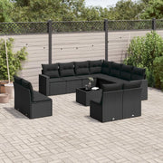 Set Divani da Giardino 12 pz con Cuscini Nero in Polyrattan 3219125