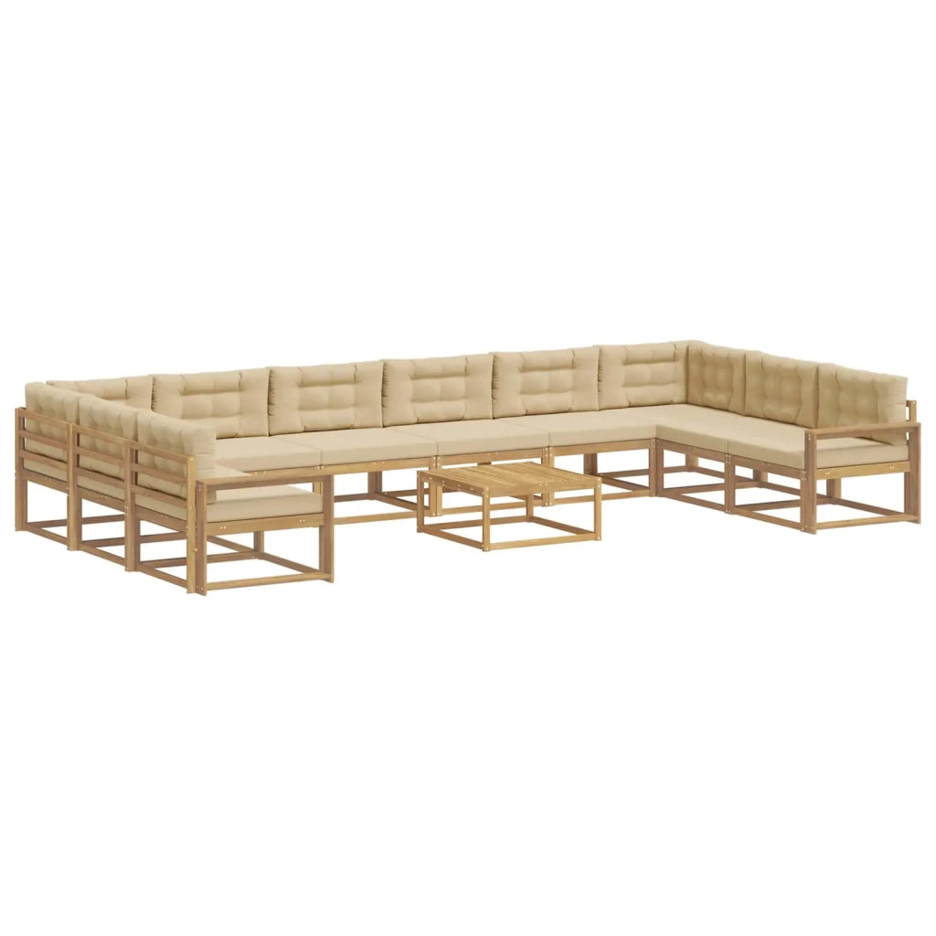 Set di divani da esterno con cuscino 11 pcs Bianco e Beige 3387147