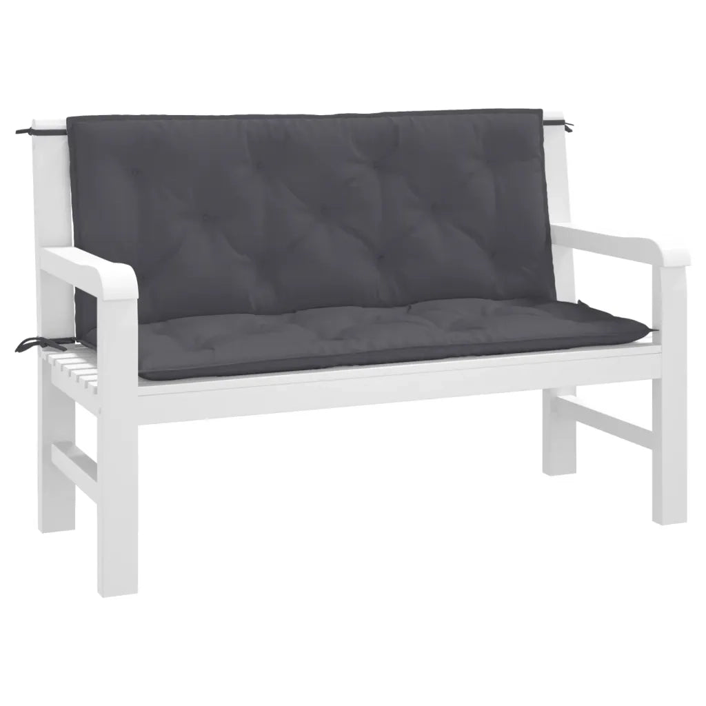 Cuscini Panca Giardino 2 pz-Set di 2 Cuscini per panchina da esterno Antracite 120x50x7 cm Tessuto Oxford